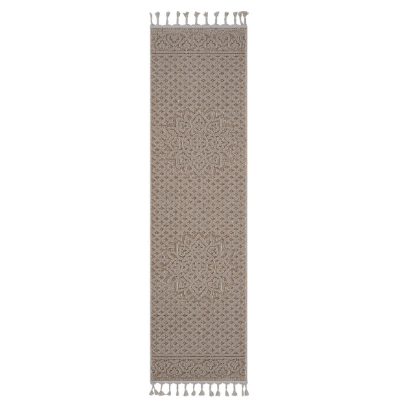 English Elm Loom Luxe Beige Medallion Area Rug - Durable, Stylish Indoor/Outdoor Runner For High-Traffic Spaces B335P289625