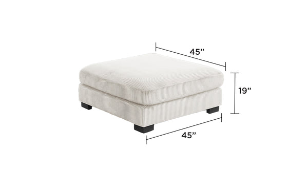 English Elm Bentley Corduroy Upholstered Ottoman — Plush Multi-Purpose Footrest & Extra Seating With Wood Frame Cream B009P309308