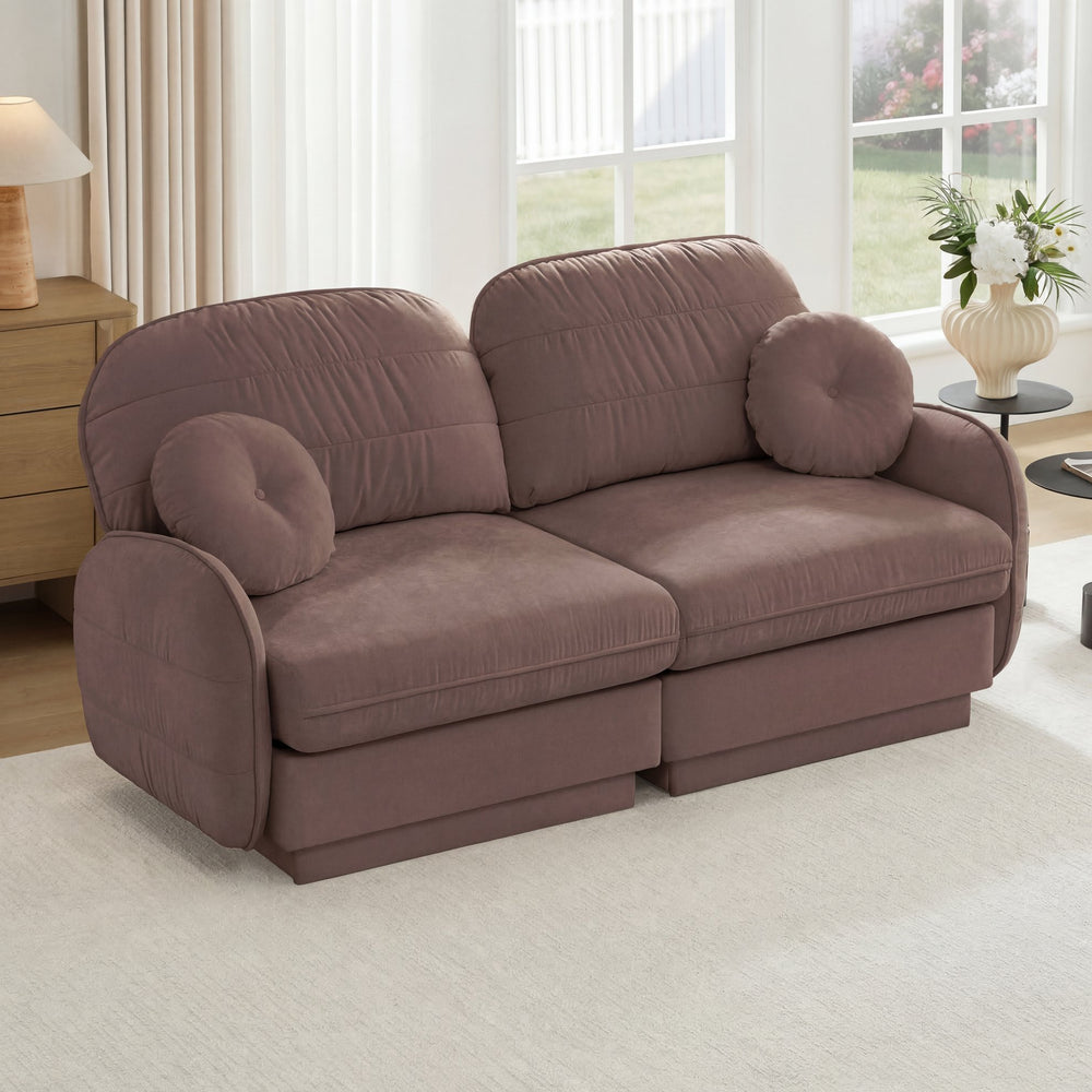 English Elm Chenille Cloud Loveseat with Quilted Back Cushions Deep Foam Seat Modern Living Room Sofa Rose Dust W714S01774