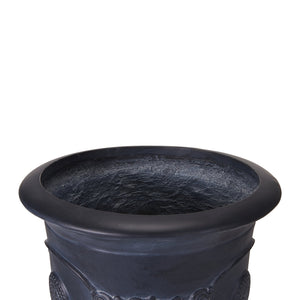 English Elm Mgo Handcrafted Urn Planter Classical Garden Accent Weathered Fiberglass Composite Outdoor Antique Black N772P411998A