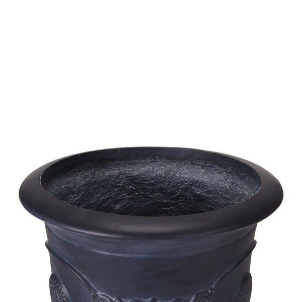 English Elm Mgo Handcrafted Urn Planter Classical Garden Accent Weathered Fiberglass Composite Outdoor Antique Black N772P411998A