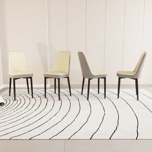 English Elm A Set Of 4 Modern Pu Leather Dining Chairs With Soft Cushions & Sturdy Black Metal Legs - Beige/Grey W2189P168411