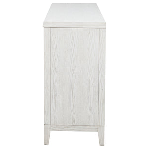 English Elm Inverness Six Drawer Farmhouse Dresser Distressed White Oak Veneer Brass Pulls B062P447818