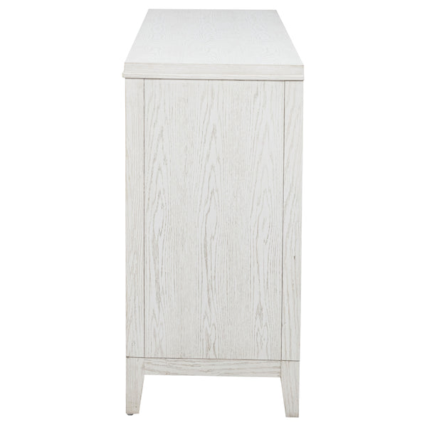 English Elm Inverness Six Drawer Farmhouse Dresser Distressed White Oak Veneer Brass Pulls B062P447818
