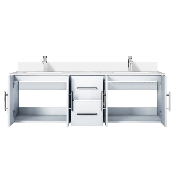 English Elm Glossy 60" Double Bath Vanity with Cultured Marble Top, Soft-Close Drawers, Chrome Faucet Set B2731P258689