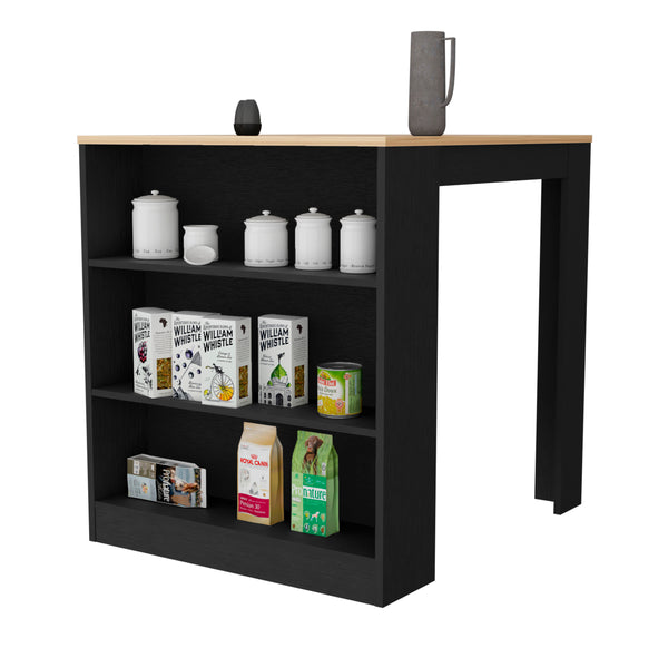 English Elm Alameda Multicolor Kitchen Island with Concealed Three Drawers, 3 Open Shelves & 36.2" Countertop B128S00129