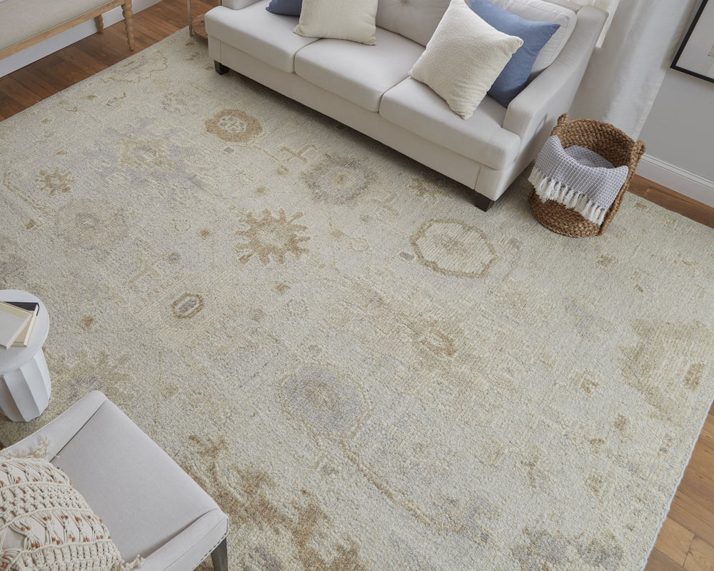 Feizy Rugs Grafton Hand-knotted Wool Rug - Luxurious Floral Design With Rich Afghan Heritage For Any Space Tan,Ivory,Orange Wool Gft69f9flsv000f99