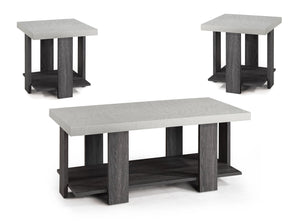 English Elm Gray 3-Piece Cocktail Set – Modern Wooden Coffee Table & 2 End Tables, Sleek Living Room Trio B011P244318