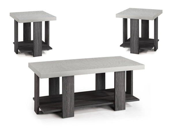 English Elm Gray 3-Piece Cocktail Set – Modern Wooden Coffee Table & 2 End Tables, Sleek Living Room Trio B011P244318