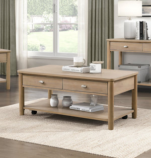 English Elm Classic Wooden End Table with Drawer and Open Shelf, 24" Square Accent Table for Living Room Natural 51.5 L x 27.5 W x 11.25 H B011P285306