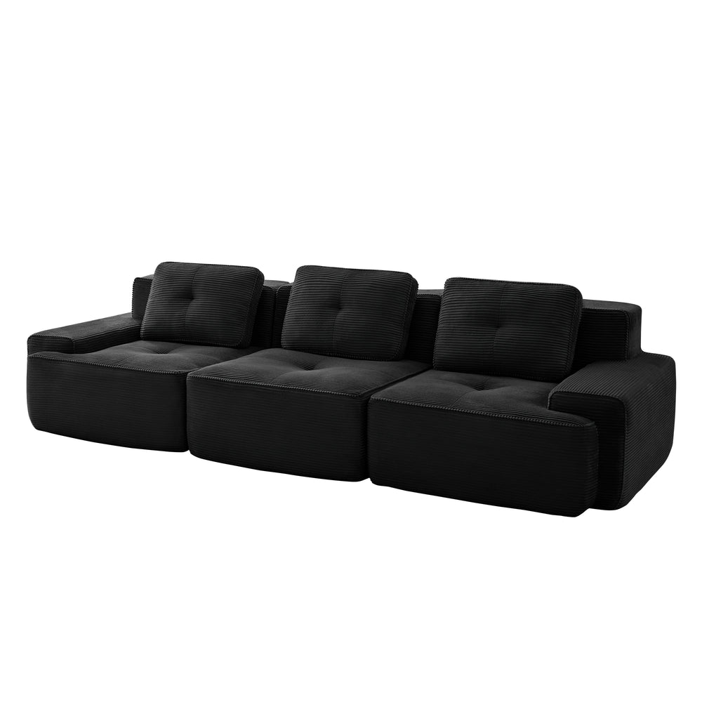 English Elm 117" Modern Modular Sectional Sofa - Luxurious Corduroy, Deep Seating, No Assembly, Anti-Slip Design W714S01476