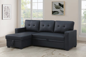 English Elm Convertible Upholstered Sectional Sofa with Pull-out Chaise Sleeper and Storage B2730S00008