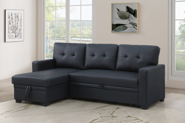 English Elm Convertible Upholstered Sectional Sofa with Pull-out Chaise Sleeper and Storage B2730S00008