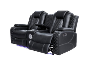 English Elm Leisureluxe Reclining Sofa Set with Led Lighting Wireless Charging and Storage Arms B2730S00015
