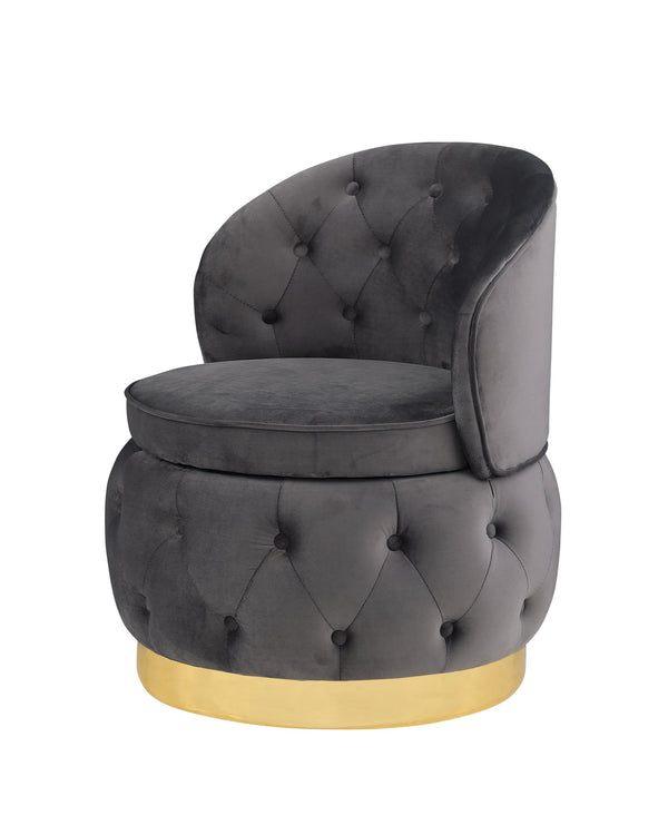 English Elm 360 Degree Swivel Cuddle Barrel Accent Storage Chairs Plush Velvet Round Armchair with Hidden Storage and Luxurious Comfort Gray W1420P198928