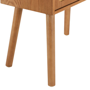 English Elm Rotating Rattan Nightstand Push Open Hidden Storage Mid Century Wood Leg Bedside Natural N761P288451M