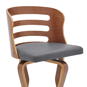 English Elm Lusera 30" Swivel Bar Stool - Gray Faux Leather & Walnut Wood - Contemporary Comfort & Style B2736P268524