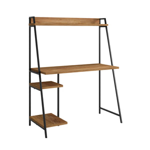 English Elm Desk With Stylish Hutch - Durable Brown Finish, Compact Design & Ample Storage For Modern Workspaces B356P367909