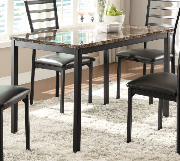English Elm Black Faux Marble Dining Table 48" Rectangular Metal Frame Casual 4-Seater Compact Design B011P262347
