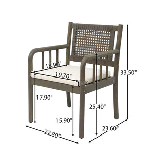 English Elm Stacking Outdoor Wicker Armchair Aluminum Frame Patio Dining Seat Weather Resistant N776P346165G