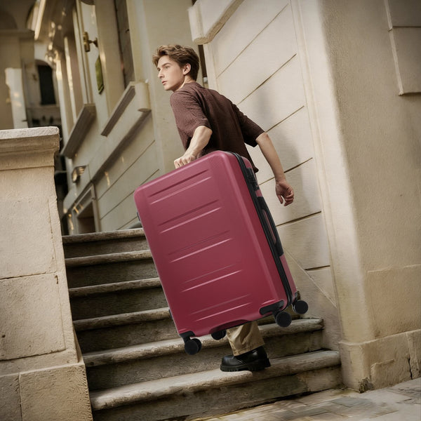 English Elm Luggage 5 Piece Hardside Abs Set with Front Access Carry on and Tsa Spinner Wheels Red N732P391544R