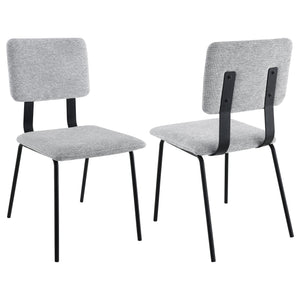 English Elm Valley Grey Fabric Upholstered Dining Side Chair Set of 2 — Slim Modern Minimalist U-Shaped Legs Comfort B062P299816