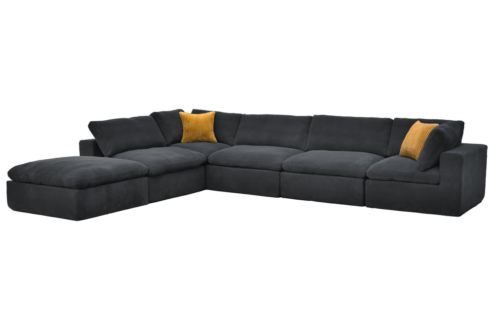 English Elm Coffee Bean Textured Modular Sectional Low Profile Sofa with Included Toss Pillows Dark Gray B2748S00079