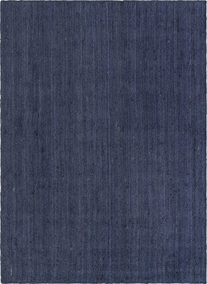 Unique Loom Braided Jute Dhaka Hand Woven Solid Rug Navy Blue,  7' 1" x 10' 0"