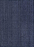 Unique Loom Braided Jute Dhaka Hand Woven Solid Rug Navy Blue,  7' 1" x 10' 0"