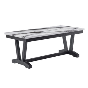 English Elm Paula Faux Marble Top Coffee Table with Sculptural Double Pedestal Base for Living Rooms B201P411479
