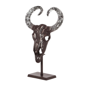 English Elm Christopher Knight Home® - Taurus Aluminum Bull Skull on Stand — Handcrafted Bronze Whitewash Accent Decor, Rustic Southwest Centerpiece 68772.00