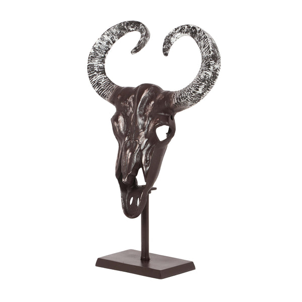 English Elm Christopher Knight Home® - Taurus Aluminum Bull Skull on Stand — Handcrafted Bronze Whitewash Accent Decor, Rustic Southwest Centerpiece 68772.00