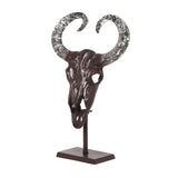 Christopher Knight Home® - Noble House - Autrey Handcrafted Aluminum Bull Skull Decor with Stand, Bronze