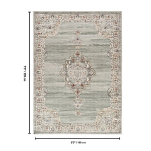 English Elm Majestic Medallion Area Rug Low Pile Polyester Jute Backing Traditional Living Room B186P428872