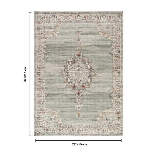 English Elm Majestic Medallion Area Rug Low Pile Polyester Jute Backing Traditional Living Room B186P428872