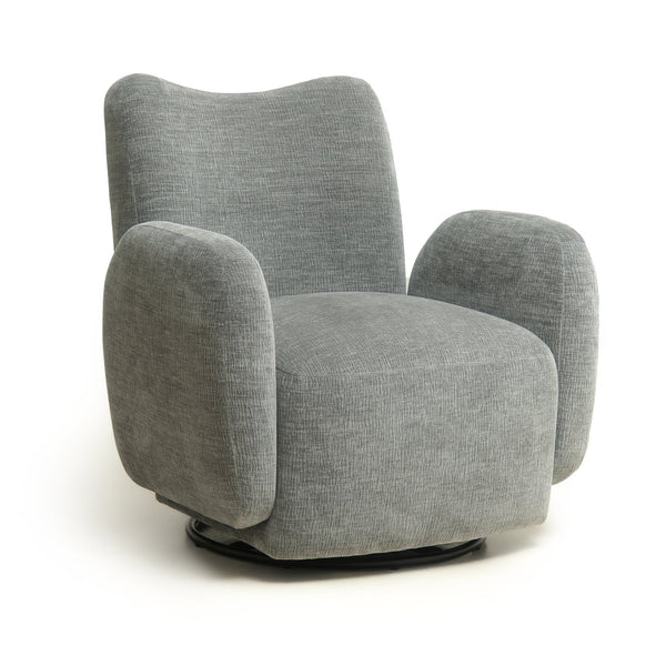 English Elm 360° 360 Swivel Accent Chair Plush Chenille Upholstered Circular Seat for Living Room Office Dark Grey W2901P463495
