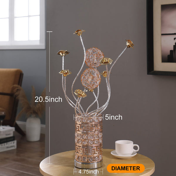 English Elm Aluminum Floral Inspired Table Lamp - Elegant Bud Design For Bedroom, Living Room, Nightstand Use B072P220153