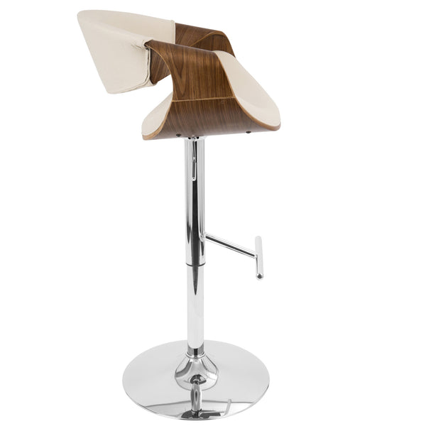 English Elm Mid-century Modern Swivel Barstools with Chrome Base Walnut Arms Set of 3 B202S00793
