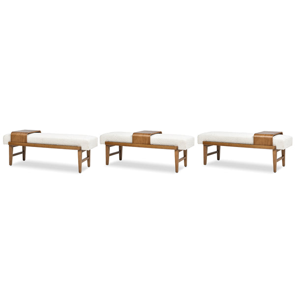 English Elm Jennifer Taylor Home - Billie Sustainable 52" Modern Telephone Bench with Sliding Shelf, Ivory Boucle Seat, Solid Rubberwood B2719P238470