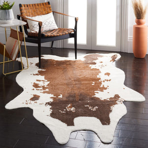 Safavieh Faux Cow Hide 202 Powerloomed  Rug Ivory / Dark Brown FCH202A-68