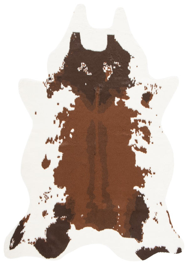 Safavieh Faux Cow Hide 202 Powerloomed  Rug Ivory / Dark Brown FCH202A-68