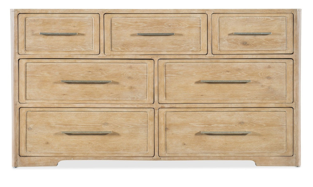 Hooker Furniture Retreat Seven-Drawer Dresser In Dune Finish — Coastal-Modern Oak & Maple Veneers, Felt & Cedar Liners 6950-90001-80