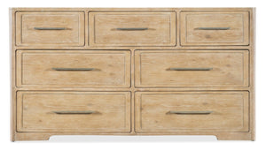 Hooker Furniture Retreat Seven-Drawer Dresser In Dune Finish — Coastal-Modern Oak & Maple Veneers, Felt & Cedar Liners 6950-90001-80