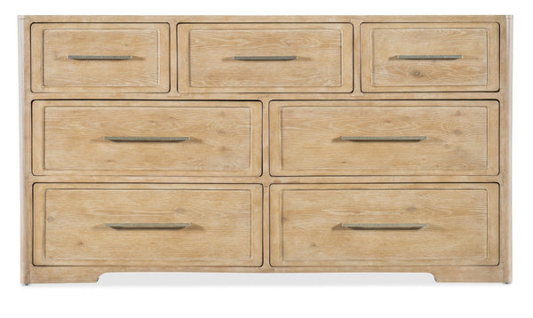 Hooker Furniture Retreat Seven-Drawer Dresser In Dune Finish — Coastal-Modern Oak & Maple Veneers, Felt & Cedar Liners 6950-90001-80