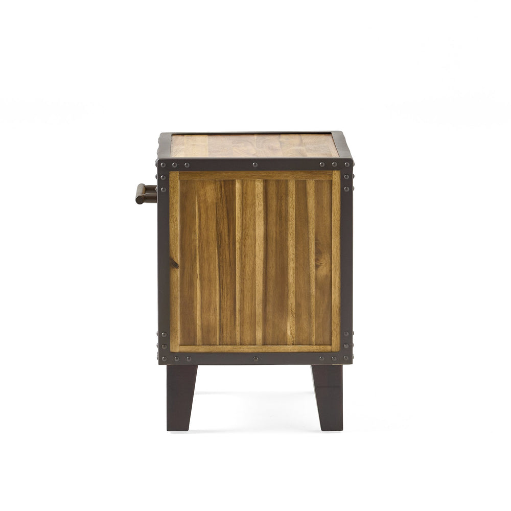 English Elm Christopher Knight Home® - BRIGHTON Acacia Wood Nightstand with Drawer & Open Shelf, Industrial Iron Frame, Natural Finish - Compact 20"x15" Accent Table for Bedroom Storage and Style 54716.00
