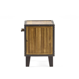 English Elm Christopher Knight Home® - BRIGHTON Acacia Wood Nightstand with Drawer & Open Shelf, Industrial Iron Frame, Natural Finish - Compact 20"x15" Accent Table for Bedroom Storage and Style 54716.00