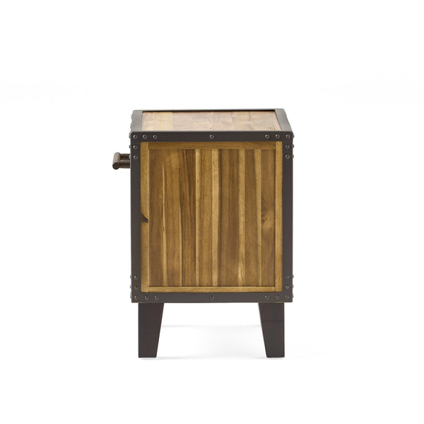 English Elm Christopher Knight Home® - BRIGHTON Acacia Wood Nightstand with Drawer & Open Shelf, Industrial Iron Frame, Natural Finish - Compact 20"x15" Accent Table for Bedroom Storage and Style 54716.00