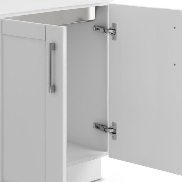 English Elm Modern Wide Shaker 28" Laundry Cabinet With Deep Stainless Steel Sink & Pull-Out Faucet - White Finish B136P158811