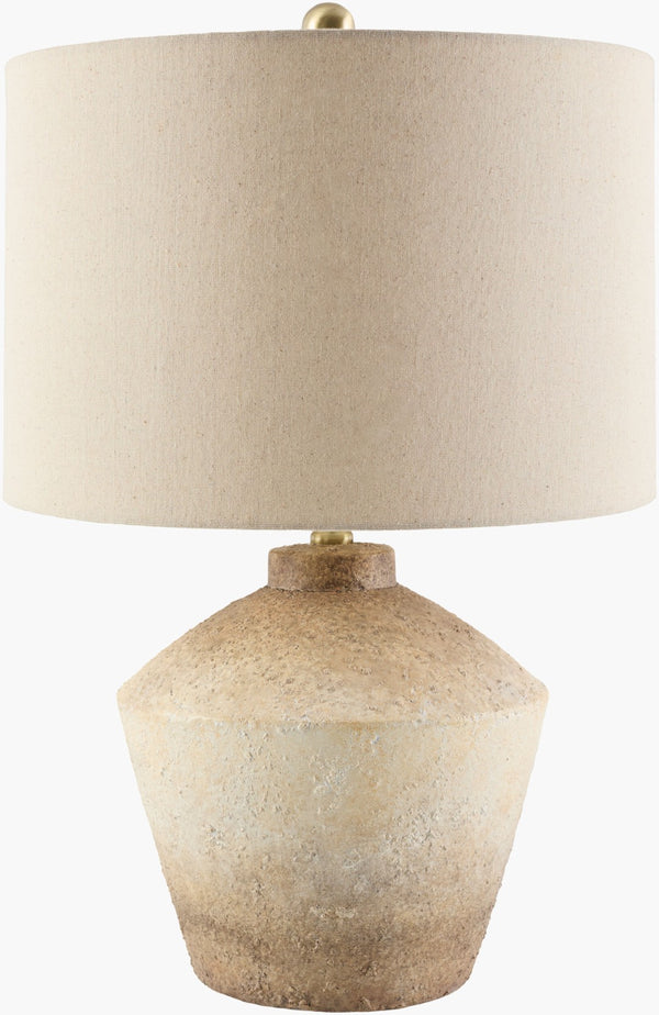 Livabliss Focene Ceramic Table Lamp with Linen Shade and Iron Finial for Bedside Reading FCN-001