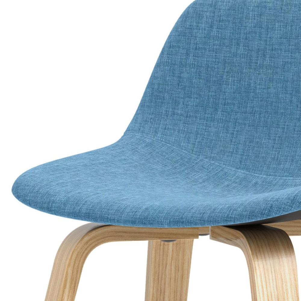 English Elm Randolph Mid-Century Modern Bentwood Counter/Bar Stool Set Of 2 With Upholstered Seats In Blue B136P159453-GIGA